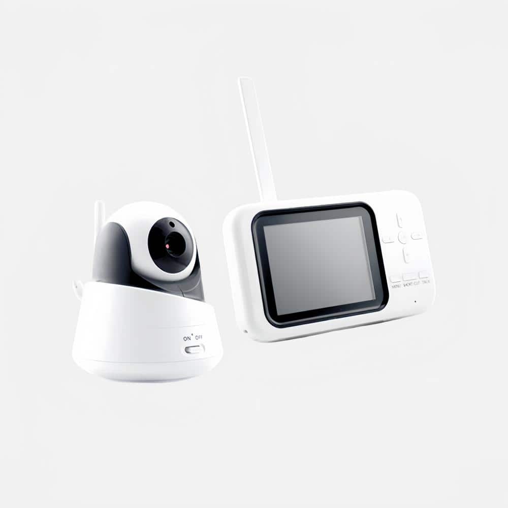 3.5 in. LCD Baby Monitor in White with Camera, Audio & Night Vision