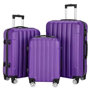 3-Piece Purple Large Traveling Spinner Luggage Set