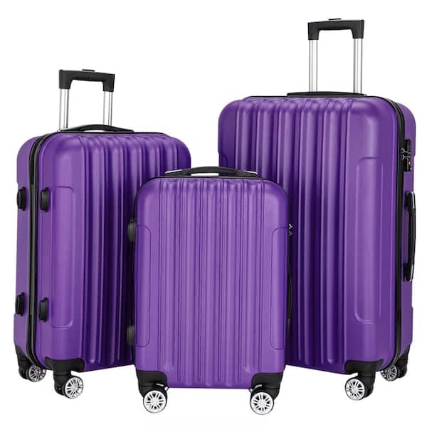 Winado 3-Piece Purple Large Traveling Spinner Luggage Set