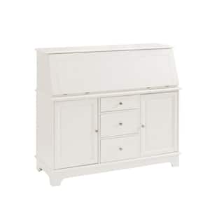 51 in. Rectangular White 9 Drawer Secretary Desk with Solid Wood Material