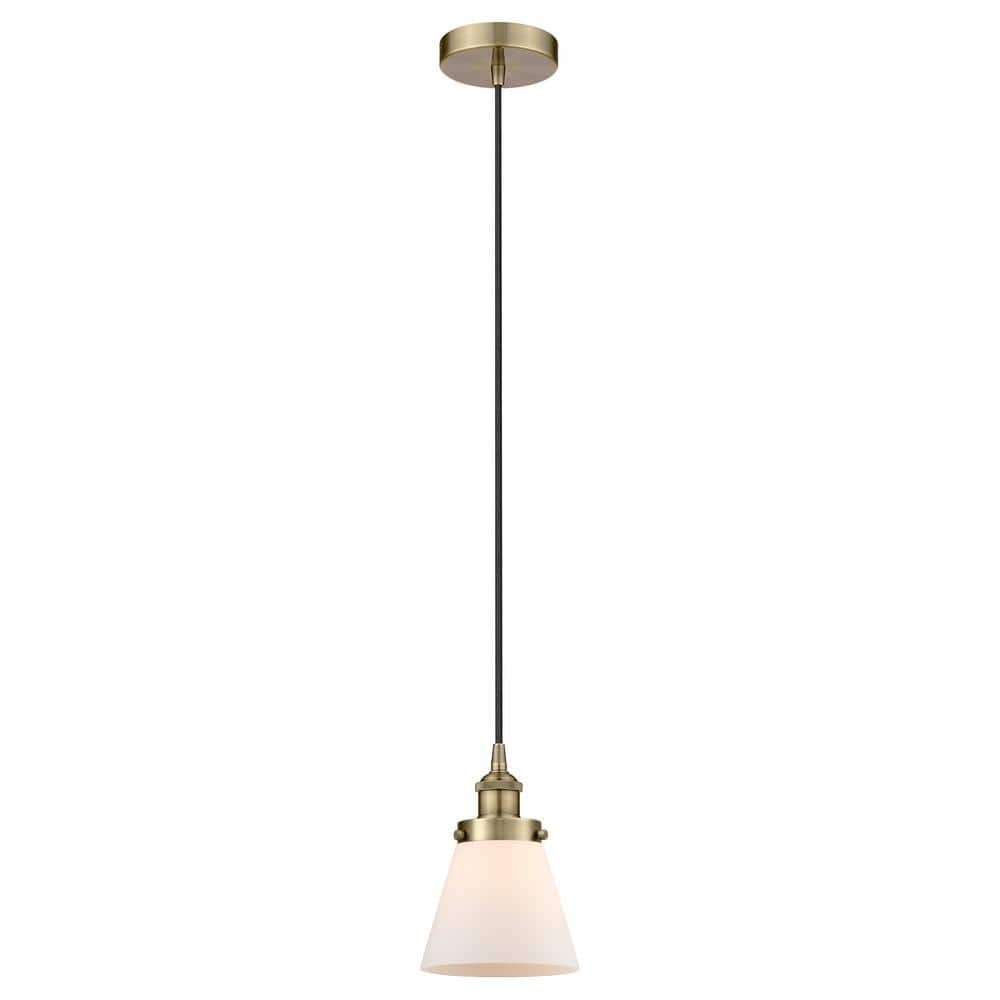 Cone 60-Watt 1-Light Antique Brass Standard Mini Pendant Light with Painted Glass Shade, No Bulbs Included price history on PriceWatchPro
