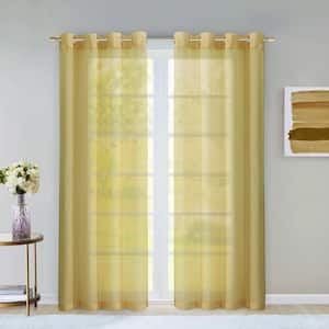 Gold Extra Wide Grommet Sheer Curtain - 55 in. W x 84 in. L