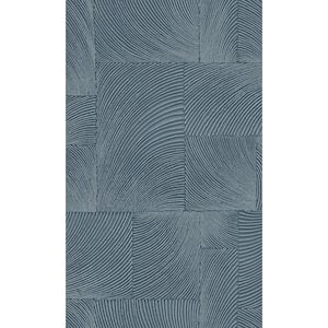 Blue Abstract Geometric Waves Printed Non-Woven Non-Pasted Textured Wallpaper 57 Sq. Ft.