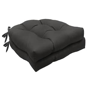 Tufted Chair Pad Black Polyester Smooth 15 in. W x 15 in. L Indoor Cushion (2-Chair Pad Cushions)