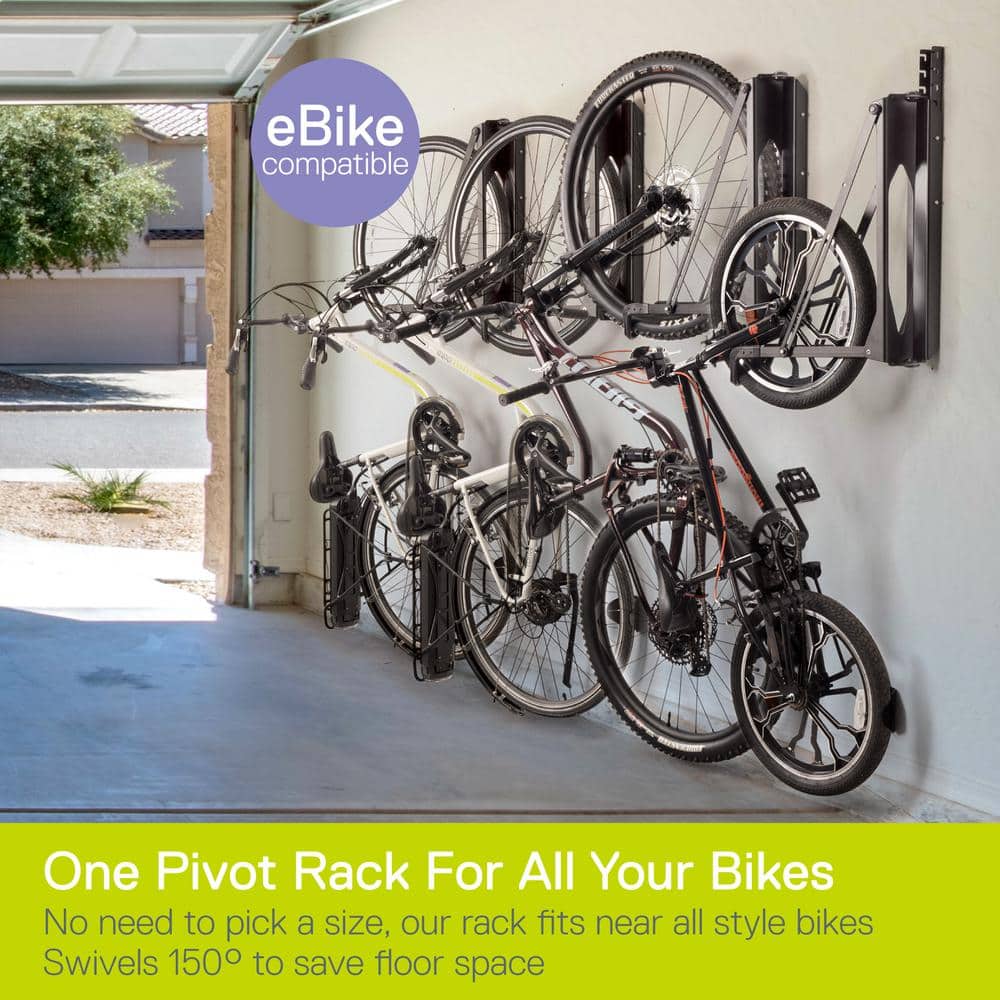 Black Steel Adjustable Pivot Bike Storage Rack