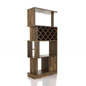 Atlantic Herrin 16-Bottle 9-Glass Textured Chestnut Locking Bar Wine Cabinet  38408116 - The Home Depot