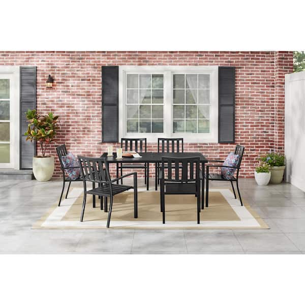 Tucker Rectangular Steel Slat Top Outdoor Dining Table