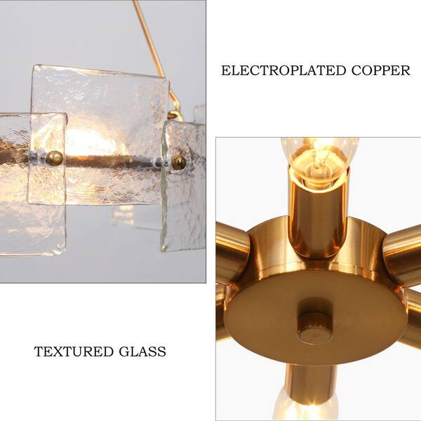 Zevni Glacera 6-Light Glass Drum Chandelier with Copper-Tone