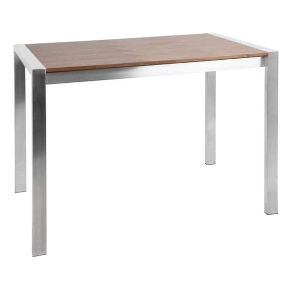 Lumisource Fuji Walnut and Brushed Stainless Steel Rectangular Contemporary Counter Table