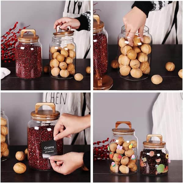 Lynzavix Canister 2-Piece Glass Kitchen Pantry Storage Set with