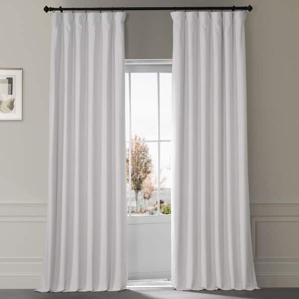 Signature Misty White Plush Velvet Hotel Blackout Curtain - 50 in. W x 84 in. L (1 Panel)