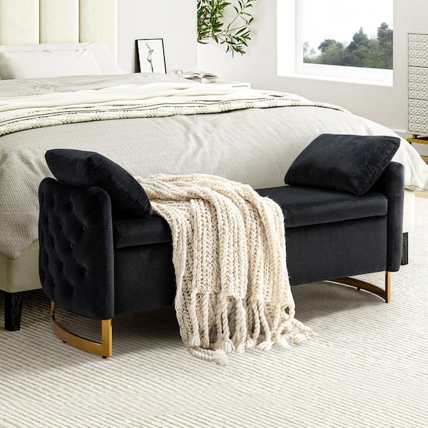 Black velvet bed discount bench