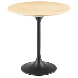 Modway Lippa Round 20 in. Wood Grain Mid-Century Modern Side Table in Black Natural