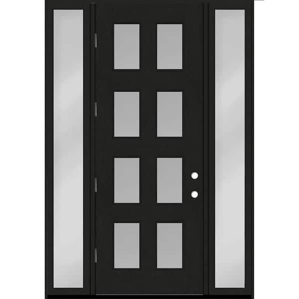 Steves & Sons Regency 60 in. x 96 in. 8L Modern Clear Glass RHOS Onyx Stain Fiberglass Prehung Front Door w/Clear10in. SLs 6-9/16