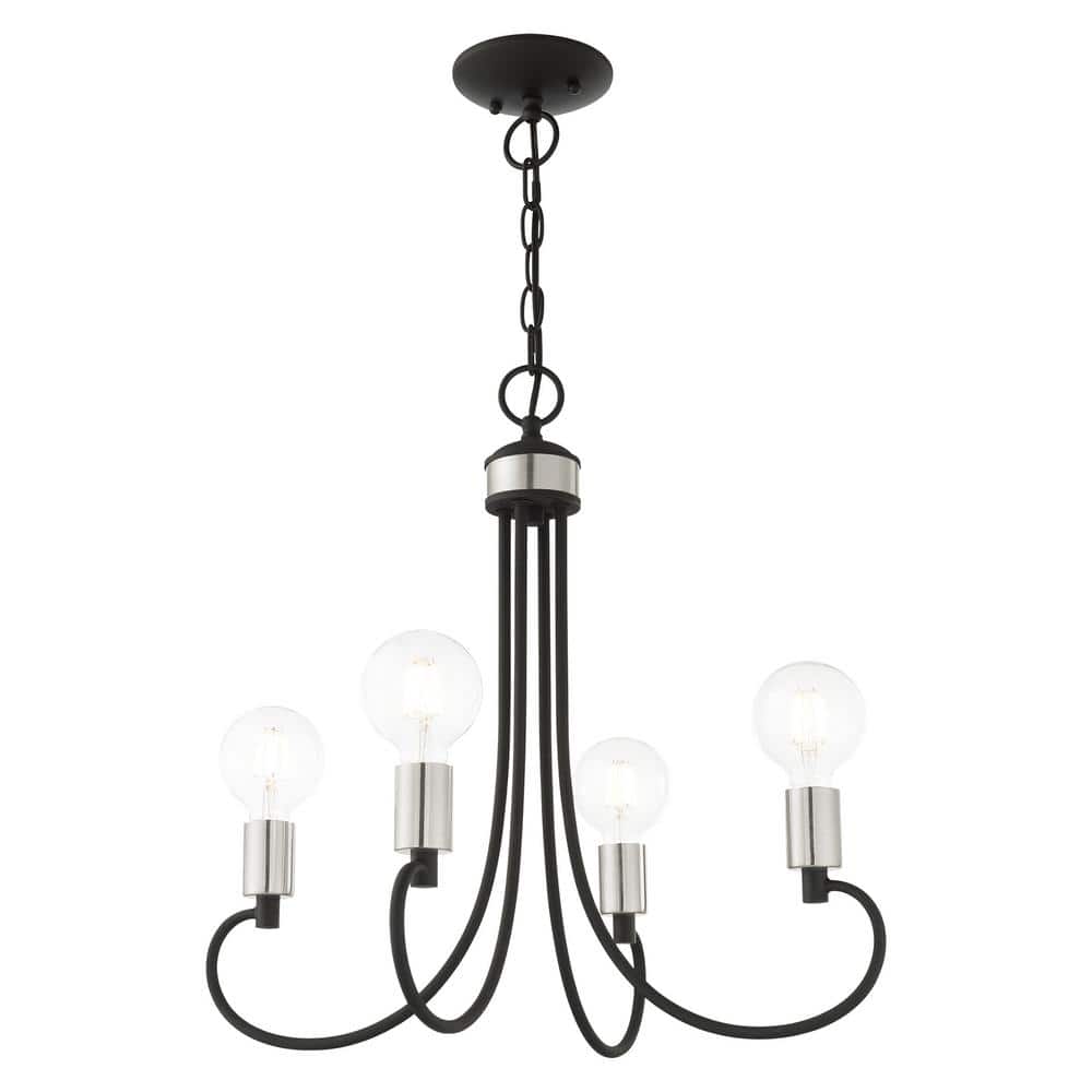 Black Crystal Mini 4-Light Candle Chandelier