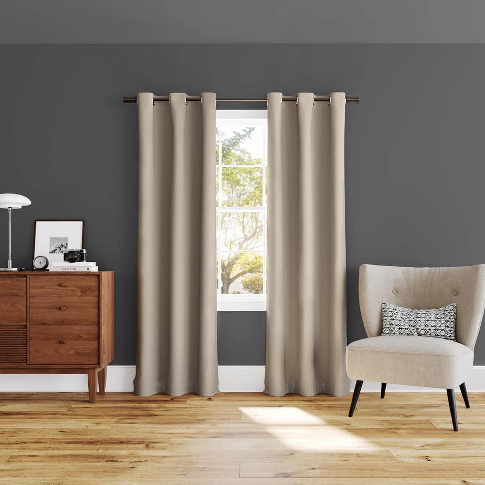 Sun Zero Dickenson Stone Polyester 37 in. W x 84 in. L Grommet 100