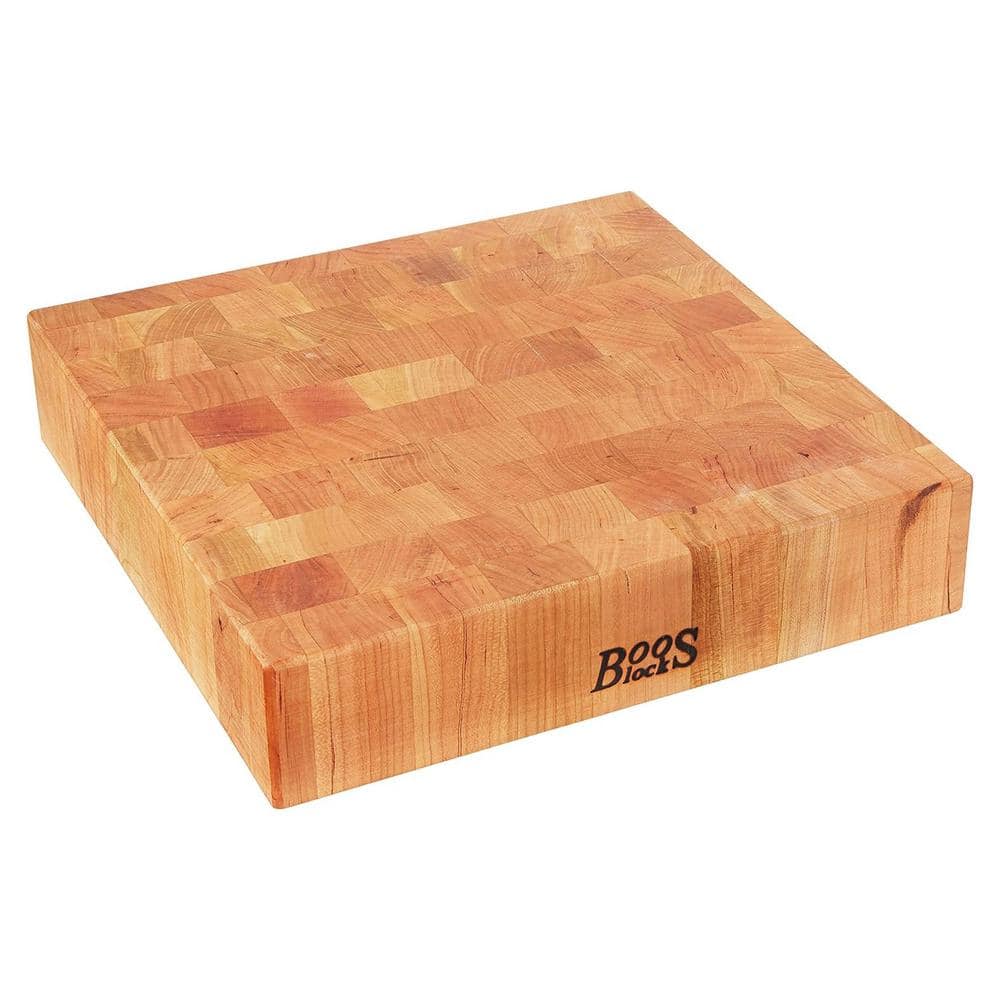 JOHN BOOS Small Square Cherry Wood End Grain Cutting Board for Kitchen
