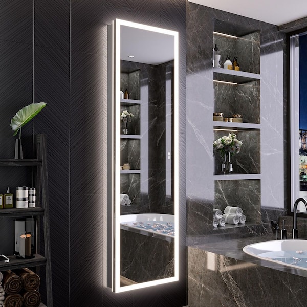 20 in. W x 70 in. H Recessed/Surface Mount LED Lighted Front and Backlit Tall Medicine Cabinet with Mirror, USB Outlet