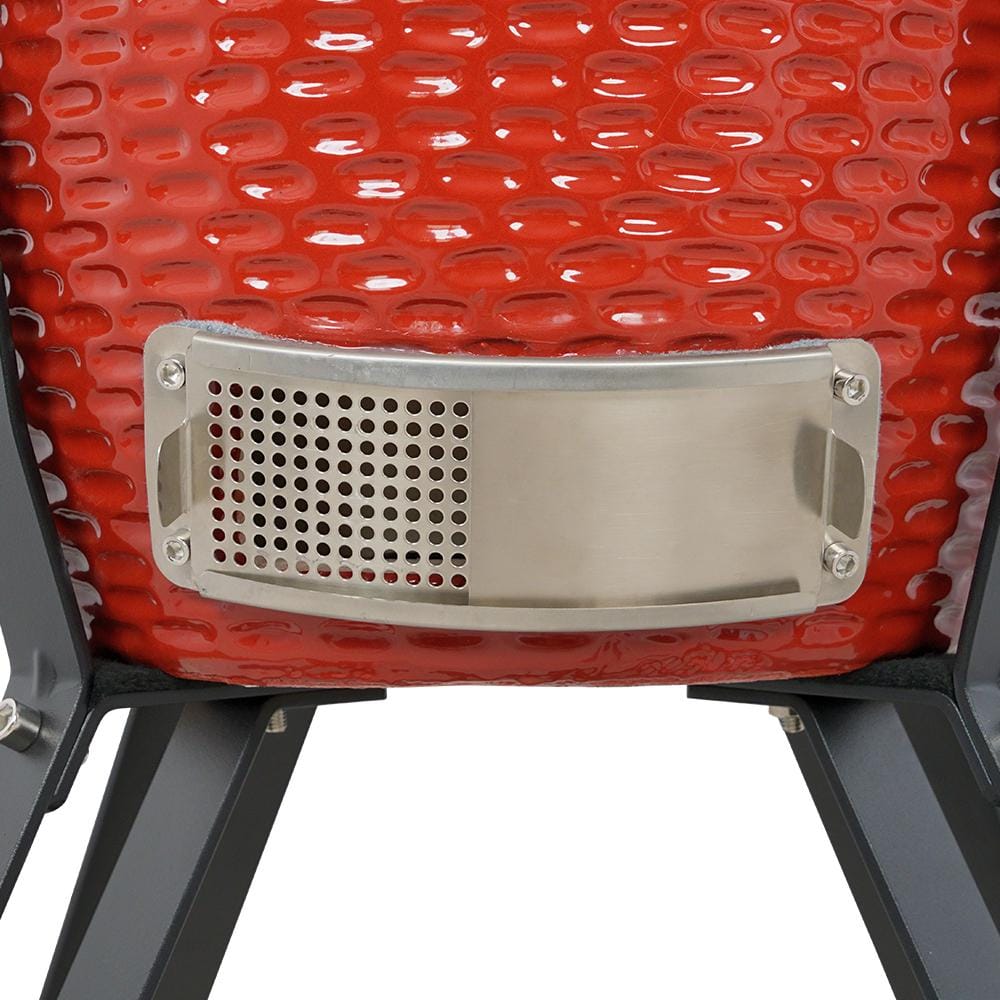 18" Red Ceramic Kamado Charcoal Grill with Folding Shelves