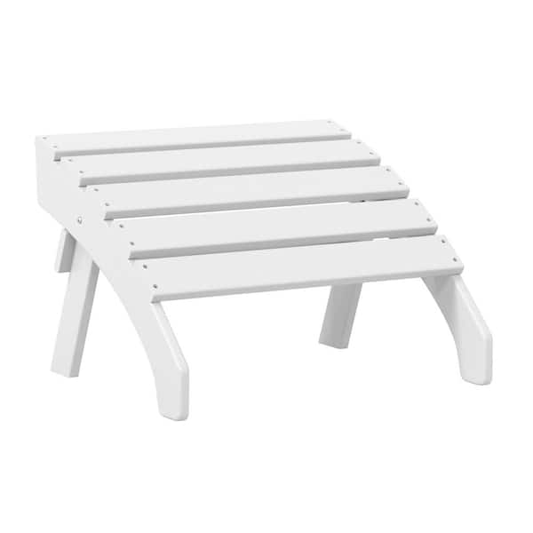 WESTIN OUTDOOR Altura White Plastic Outdoor Patio Weather Proof Folding Ottoman for Adirondack Chair