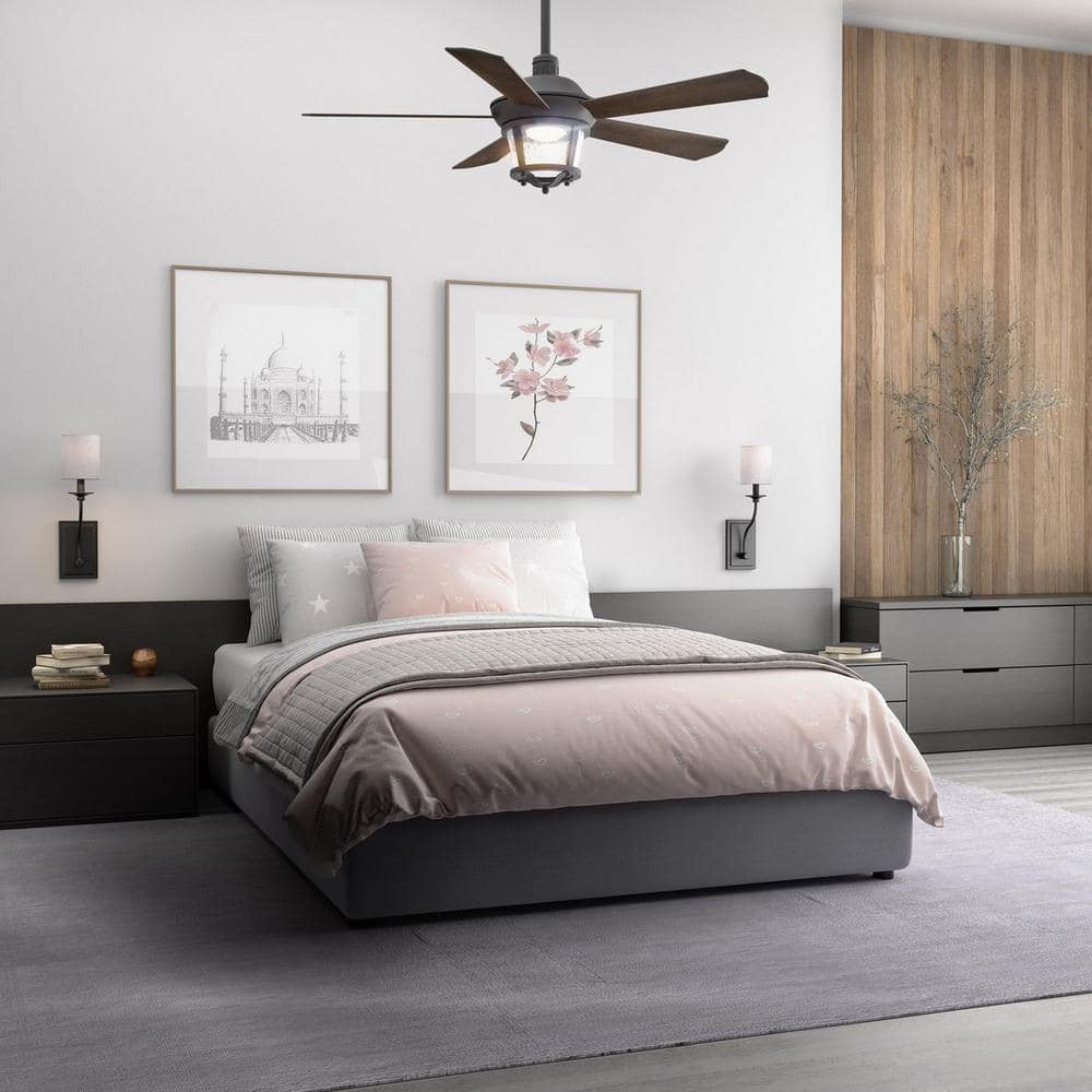 Smyrna 52" Black Ceiling Fan with LED Light and Remote