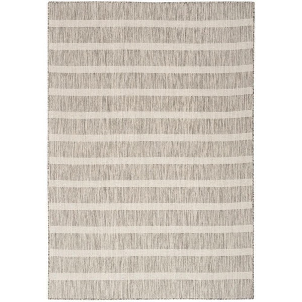 Nourison Positano Grey Ivory 7 ft. x 10 ft. Stripes Contemporary Area Rug