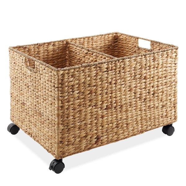 Casafield Rolling Divided Storage Basket Cart with Lid and