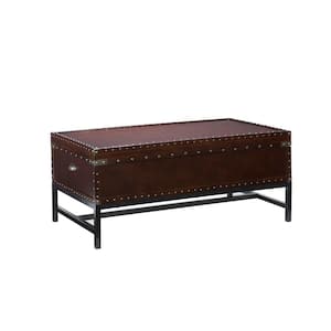 Voyager 42 in. Espresso/Black Large Rectangle Wood Coffee Table with Lift Top