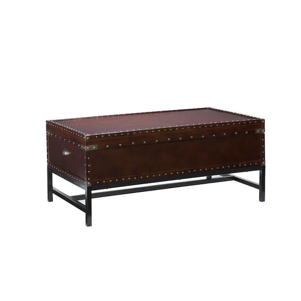 Unbranded Voyager 42 in. Espresso/Black Large Rectangle Wood Coffee Table with Lift Top