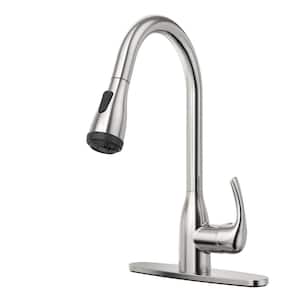 Single-Handle Pull-Down Sprayer Kitchen Faucet with 4-Function in Brushed Nickel