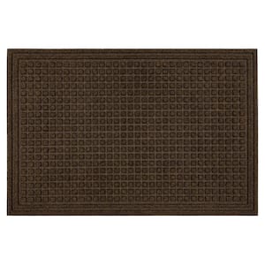 Waffle Grid Impression Brown Recycled Rubber 18 in. x 30 in. Indoor/Outdoor Door Mat