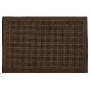 Waffle Grid Brown 24 in. x 36 in. Recycled Rubber Indoor/Outdoor Impressions Door Mat