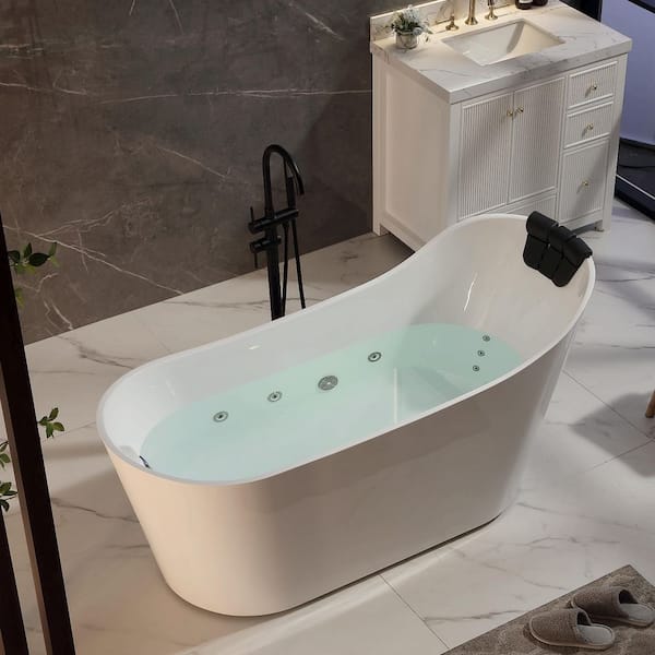 Empava 67 in. x 29.5 in. Right Drain Brushed Nickel Freestanding