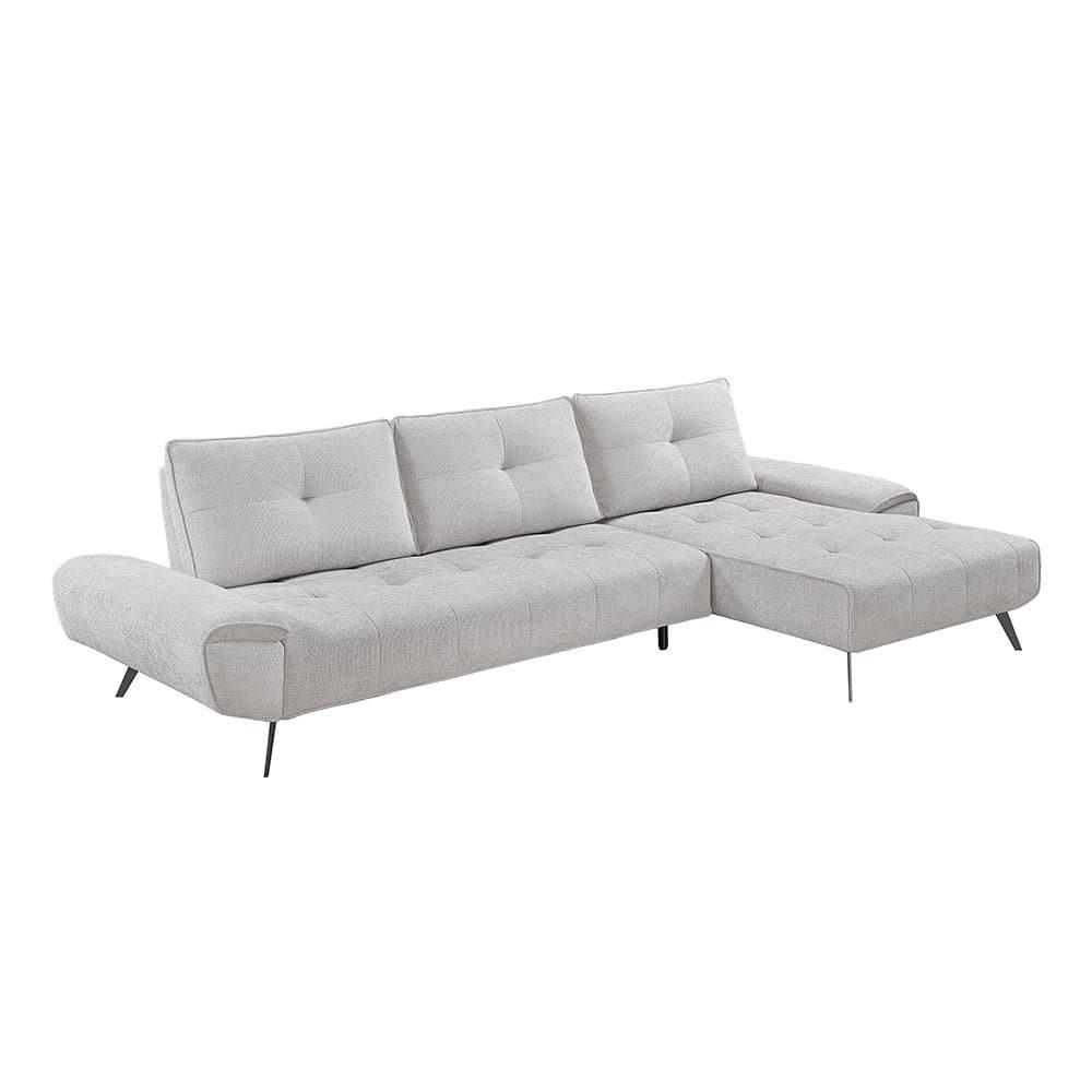 Daphine 125 in. Pillow Top Arm 2-Piece Chenille Fabric Sectional Sofa in. Light Gray with Right Chaise