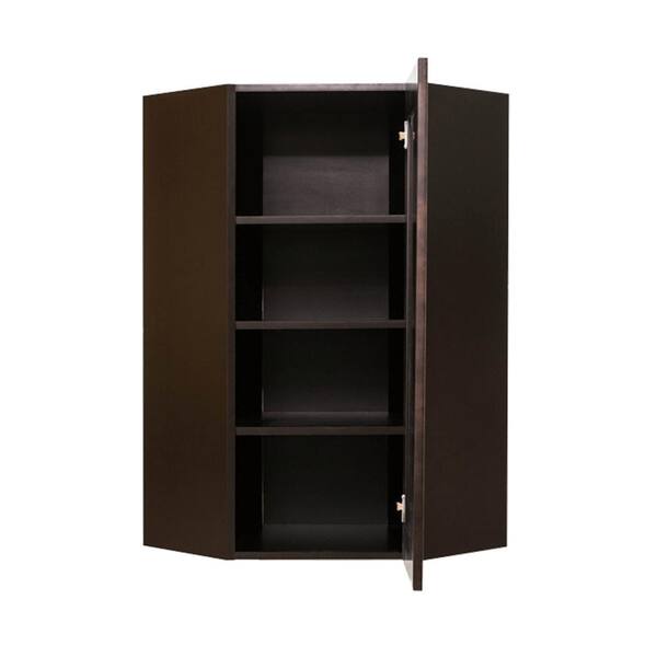 LIFEART CABINETRY Anchester Assembled 24x30x12 in. Wall Diagonal Corner Cabinet with 1 Door 2 Shelves in Dark Espresso