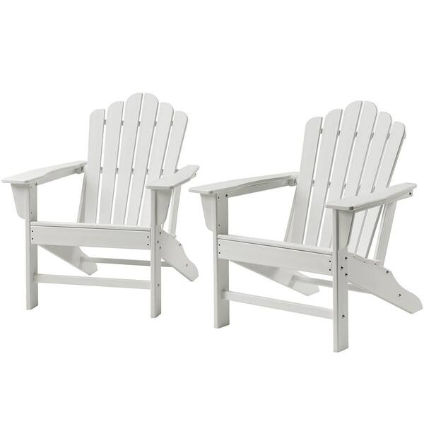 Enki Home Hdpe Plastic Outdoor Patio White Adirondack Chair 2 Pack Meh868 018 5 The Depot Enki Home Hdpe Plastic Outdoor Patio, Pawleys Island Outdoor Furniture