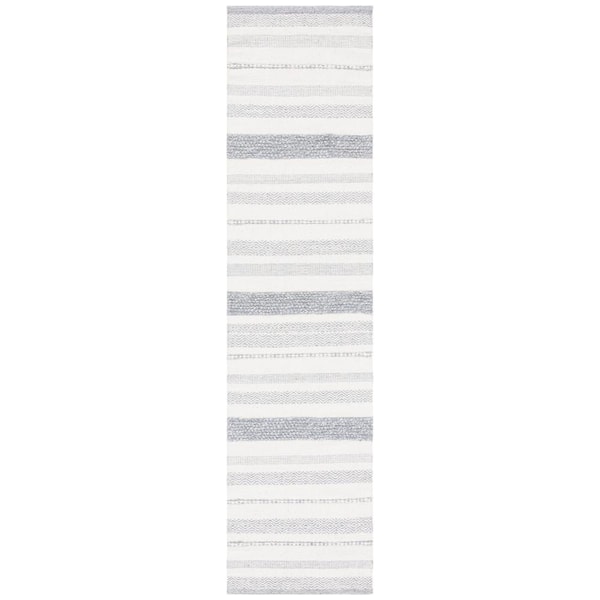 SAFAVIEH Striped Kilim Ivory Grey 2 ft. X 9 ft. Striped Runner Rug