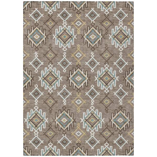 Chantille Machine Washable Indoor/Outdoor Abstract ACN3042 Taupe 8 ft. x 10 ft. Area Rug