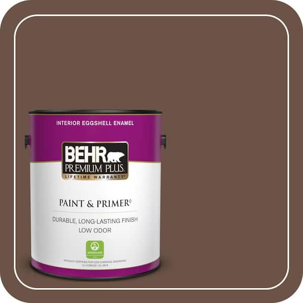 BEHR PREMIUM PLUS 1 gal. #MQ2-05A Authentic Brown Eggshell Enamel Low Odor Interior Paint & Primer