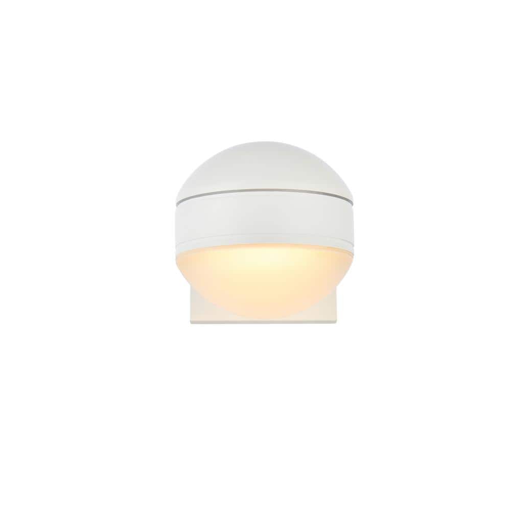 Timeless Home 1-Light Round White LED Outdoor Wall Sconce
