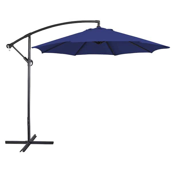 Yaheetech 9 ft. Hanging Umbrella Patio Sun Shade Offset Outdoor Market Cantilever Umbrella with Crank and Cross Base