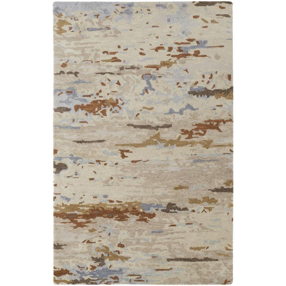 HomeRoots 9 ft. x 12 ft. Ivory and Blue Abstract Area Rug 2000513624 ...