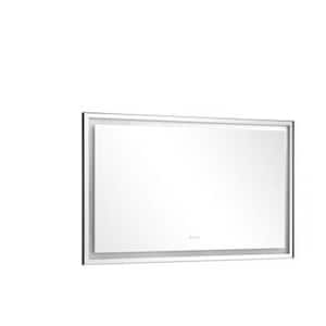 60 in. W x 36 in. H Large Rectangular Metal Framed Dimmable AntiFog Wall Mount LED Bathroom Vanity Mirror in Gold
