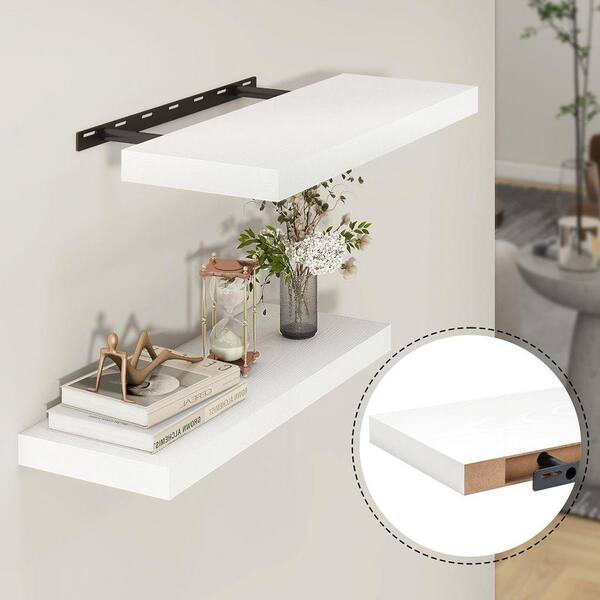 23.6 in. W x 9.3 in. D White Floating Shelves Decorative Wall