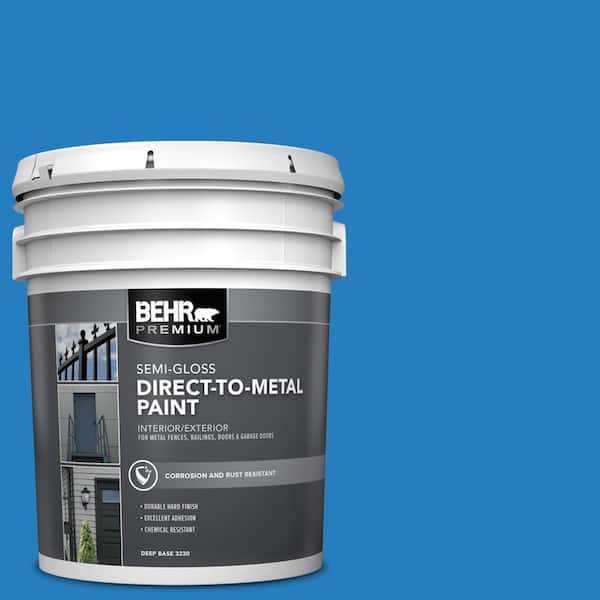 BEHR PREMIUM 5 gal. #P510-6 Brilliant Blue Semi-Gloss Direct to Metal Interior/Exterior Paint