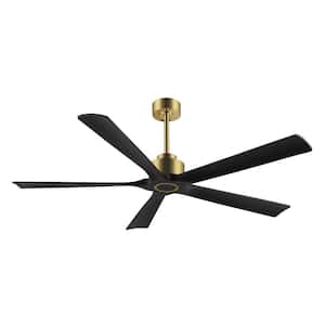 60 in. 6 Fan Speeds Indoor Ceiling Fan in Gold and Black with Remote