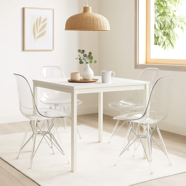 Clear Molded Side Chair with Acrylic Base-Set of 2