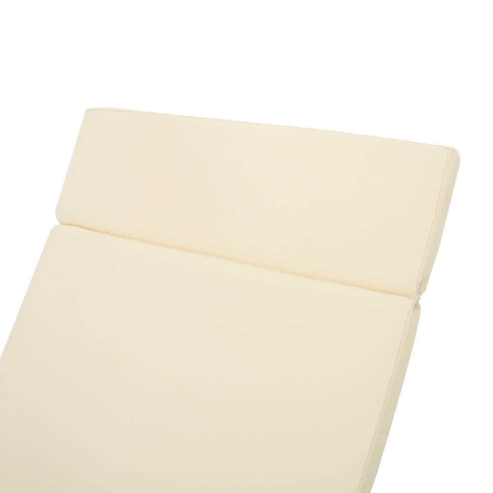 Beige Foam Rectangular Outdoor Chaise Lounge Cushion