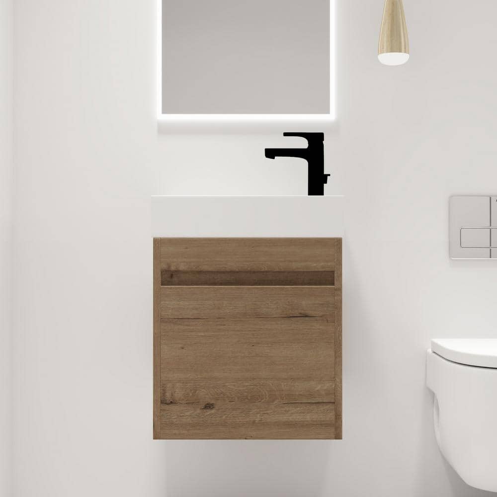 18.1 in. W x 10.2 in. D x 22.8 in. H Wall-Mounted Bath Vanity in Light Brow