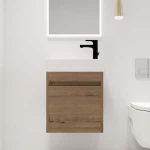 18.1 in. W x 10.2 in. D x 22.8 in. H Wall-Mounted Bath Vanity in Light Brown with White Resin Vanity Top